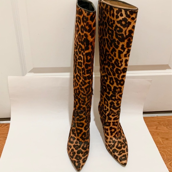 MICHAEL KORS Katerina Leopard Calf Hair Knee-High Stiletto Heels Boots 6.5 - Picture 9 of 16